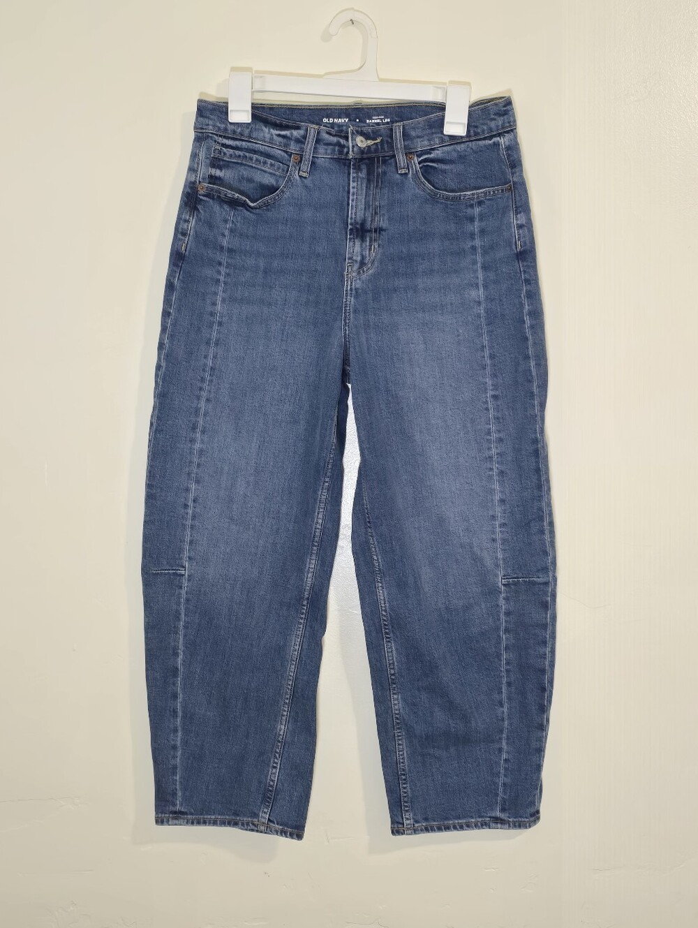Old Navy Baggy Barrel Leg Jeans Women's Sz 8 Dark Wash Denim High Rise